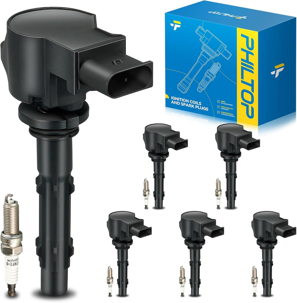PHILTOP Ignition Coil Pack and Iridium Spark Plugs Fits for Benz 2008-2012 C300, 2006-2010 E350, 2010-2012 GLK350, 2007-2011 S550, 2006-2009 ML350, 2007-2012 GL450, 2011 E350 3.5L, 6PCS UF535