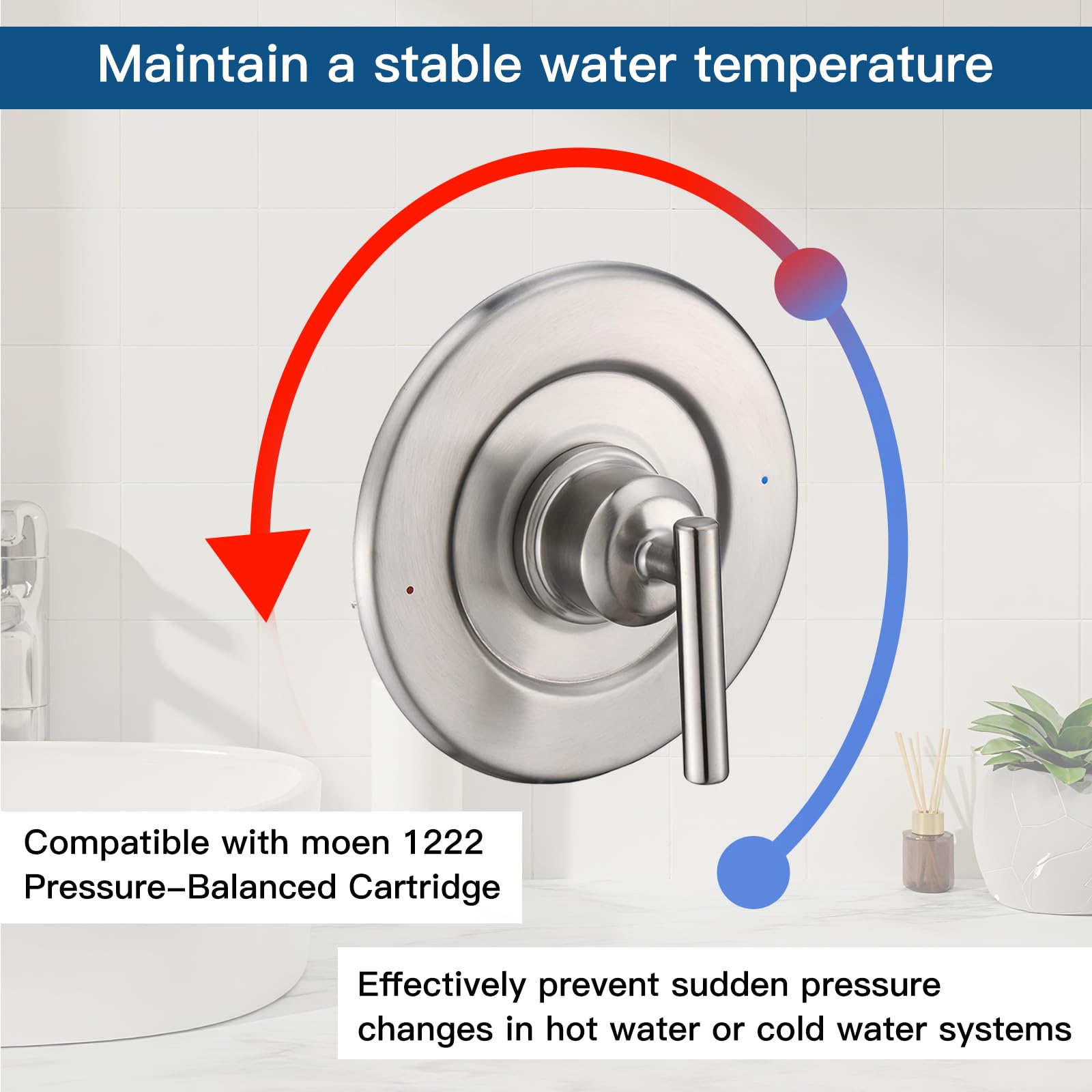 Shower Handle Trim Kit Compatible With Moen T2191, Brushed Gold (Trim Only) | Posi Temp Shower Trim Kit, Repair Wobbly Handle or Bathroom Renovation, Fit for 2510/2520/2570/2590 Valves Series