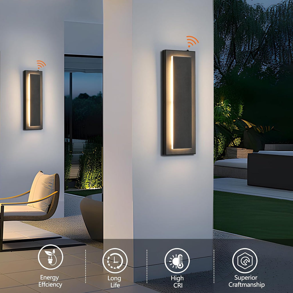 15.7'' Dusk to Dawn Outdoor Lights Modern LED Exterior Wall Lights, Black | 3000K, Built-in LED Front Porch Light Fixtures, IP65 Waterproof Hardwired Wall Sconce Outside Lighting for House Patio,1 Pack