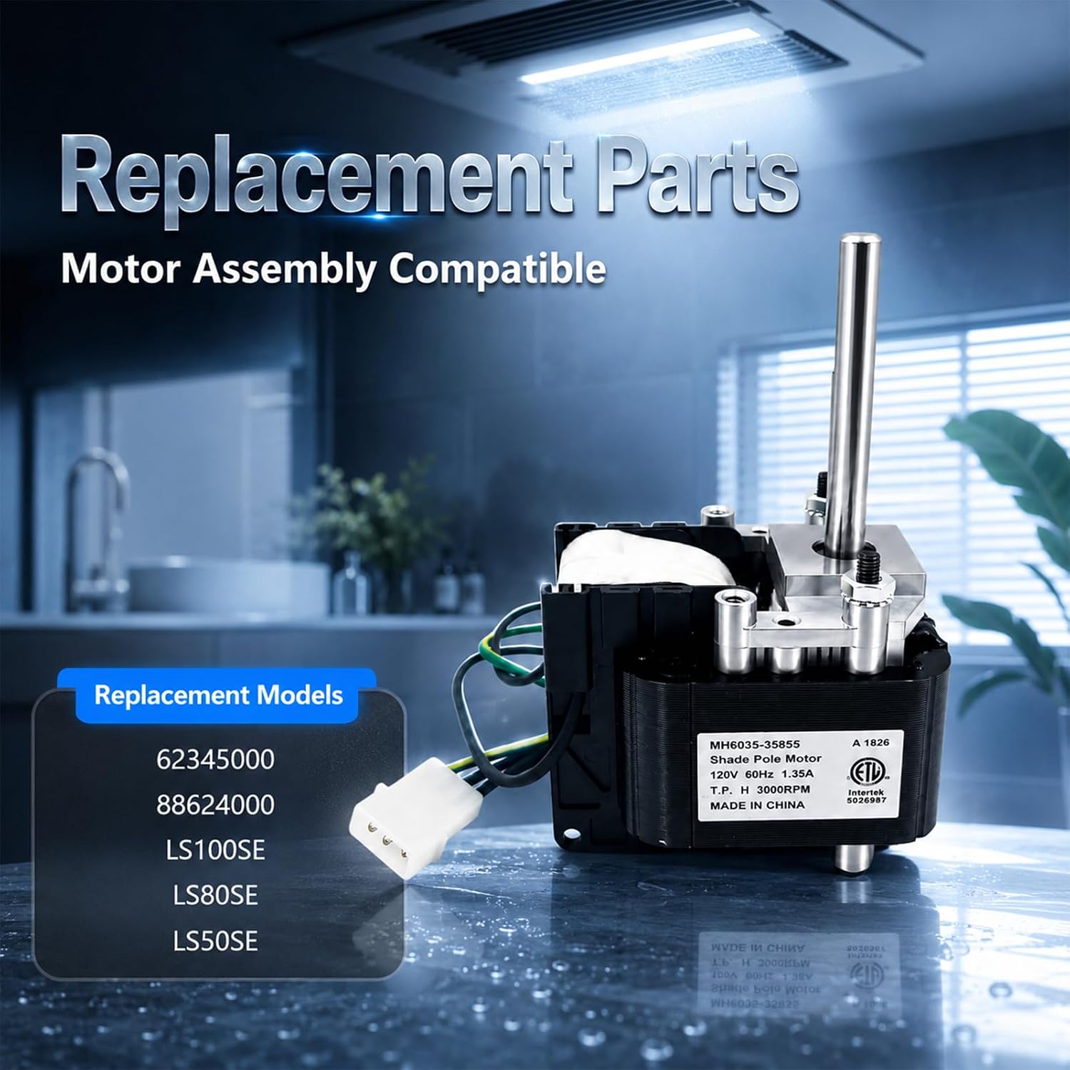 Bathroom Exhaust Fan Motor Replacement Replace 62345000 88624000 J238-100-10074 J238-100-10075 Fit for LS100SE LS50SE LS80SE