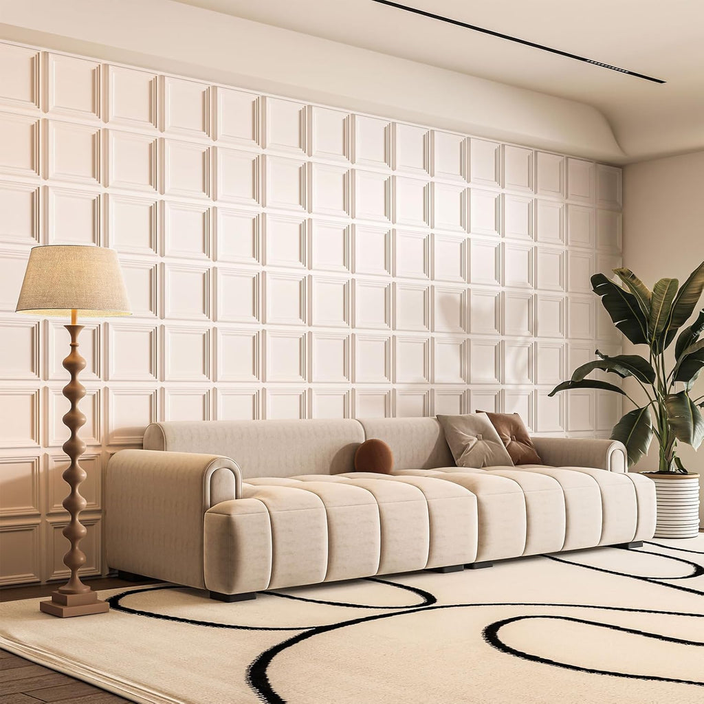Art3d 33-Pack Accent 3D Textured Wall Panels, 11.8 x 11.8 in, White | Wipe Clean, PVC, Water Repellent, Impact Proof, Scratch Resist, Great for Living Room, Bedroom, Gaming Room, Office