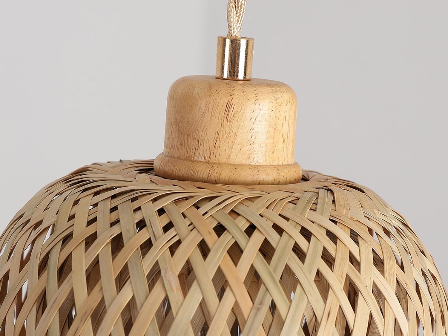 Bamboo Pendant Light Fixture One-Light Adjustable Boho Basket Handmade Woven Small Pendant Lighting for Kitchen Island Sink Bar Hallway Farmhouse