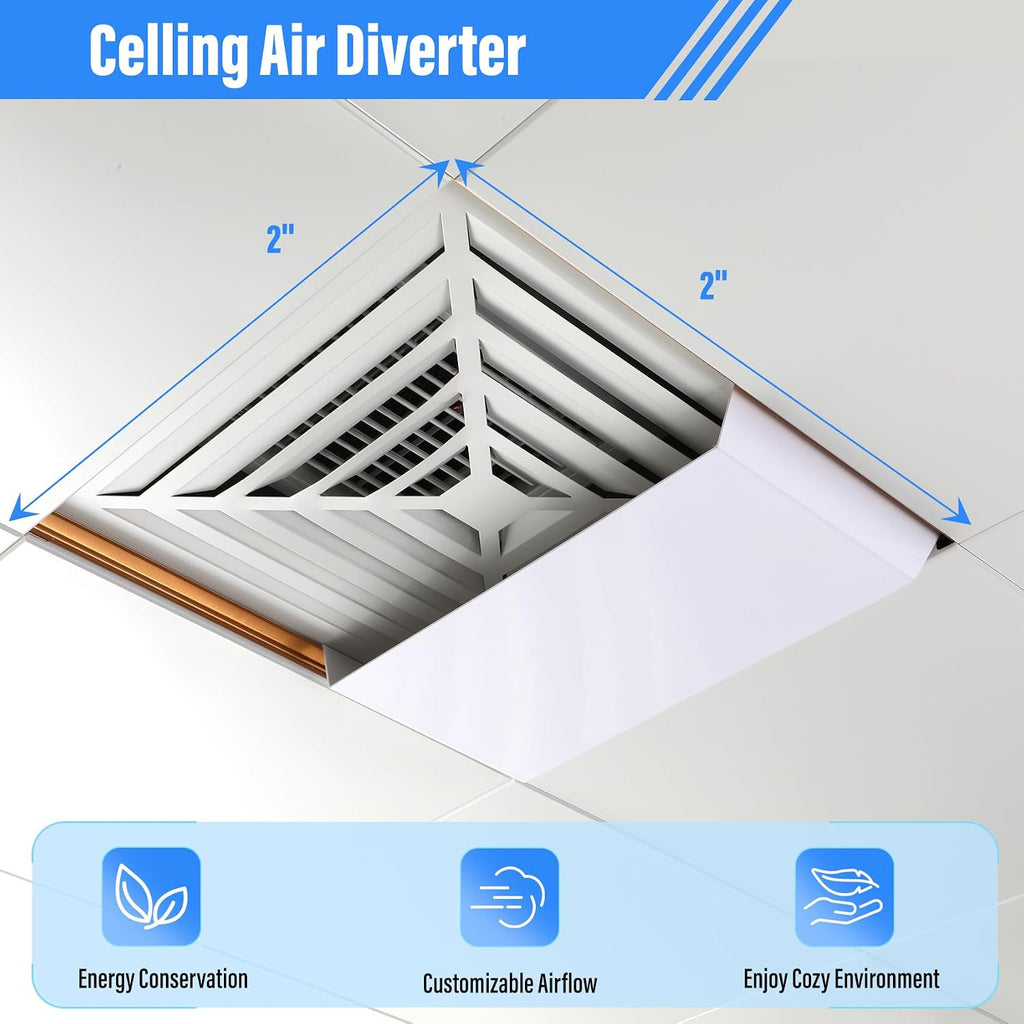 24"X12" Ceiling Air Diverter for 2'x2' Ceiling Air Diffuser, Redirect Airflow from Vents, White，4 PCS