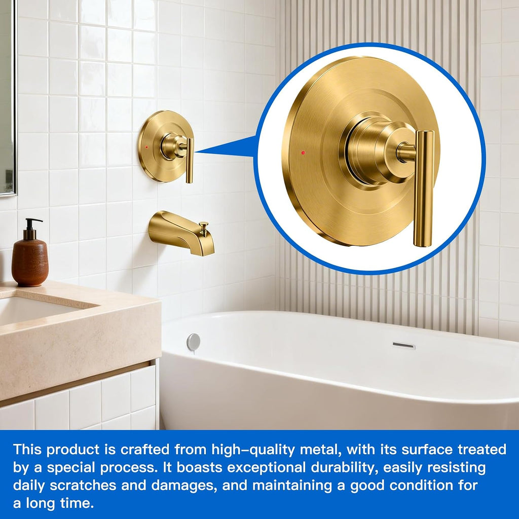 Shower Handle Trim Kit Compatible With Moen T2191, Brushed Gold (Trim Only) | Posi Temp Shower Trim Kit, Repair Wobbly Handle or Bathroom Renovation, Fit for 2510/2520/2570/2590 Valves Series