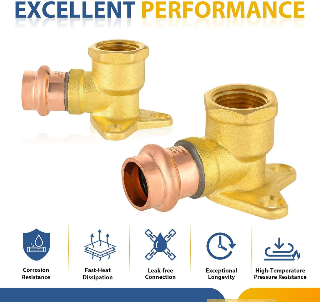 5PCS GUOFIS Copper Press Drop Ear Elbow,1/2"Press x Female NPT | Copper Drop-ear Elbow Fitting for Copper Pipe(PRESS019-5)