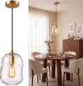 NIORSUN 1 Pack Pendant Lights Kitchen Island, Gold Pendant Light Fixtures with Clear Thick Glass Shade, Modern Hanging Ceiling Lights for Kitchen, Bathroom, Bedroom and Dining Room