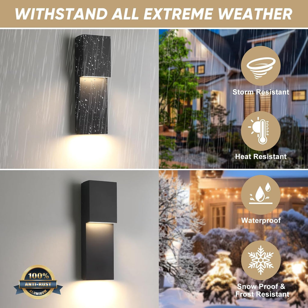 Fire Wolf Modern 16" 18W LED Outdoor Wall Sconce,Dual-Source Front Porch Light,Aluminum Modern Wall Light,3000K,Damp Environments Such as Porches,Terraces,Gardens,Indoor/Outdoor