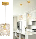 Gold Pendant Lights Kitchen Island 1 Pack Mini Crystal Chandeliers Modern Pendant Lights Ceiling Lighting Fixtures for Kitchen Island, Dining Room & Bedroom