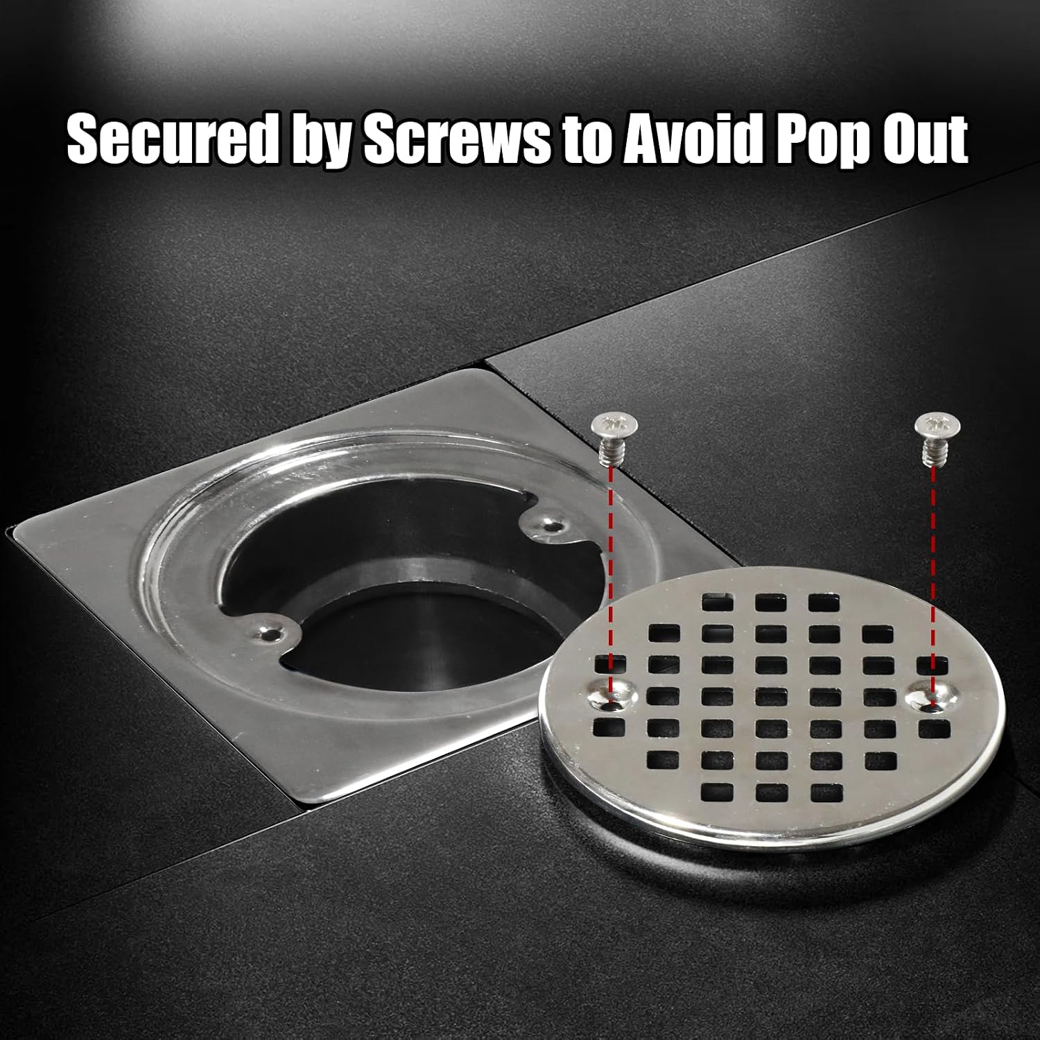 Shower Drain Kit 2 Inch Integrated Shower Flange Kit | Compatible with Schluter Kerdi Drain Systems, ABS Shower Drain Base Flange,304 Stainless Steel 4'' Drain Grate