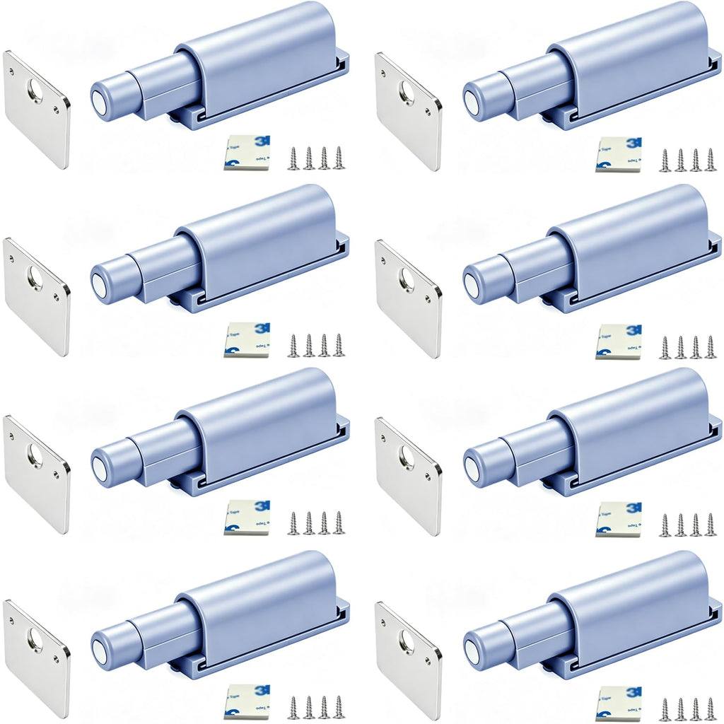 Small Magnetic Push Latch Push to Open Door Latch Cabinet Hardware 4 Pack ZKRIOC Touch Latch and Catch for Door, Magnet Push Release Heavy Duty Tip on Closet Close Strong Pop Out, Gray