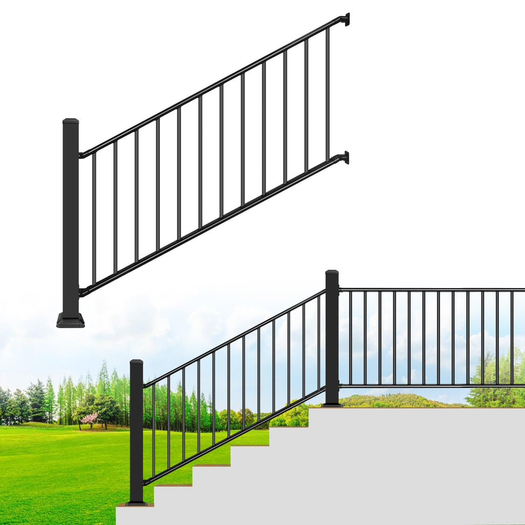 38in H x 3ft W Aluminum Deck Railing with a Matte Black Powder-Coated Finish, Suitable for Outdoor Railing kit on porches and patios,1 Panel