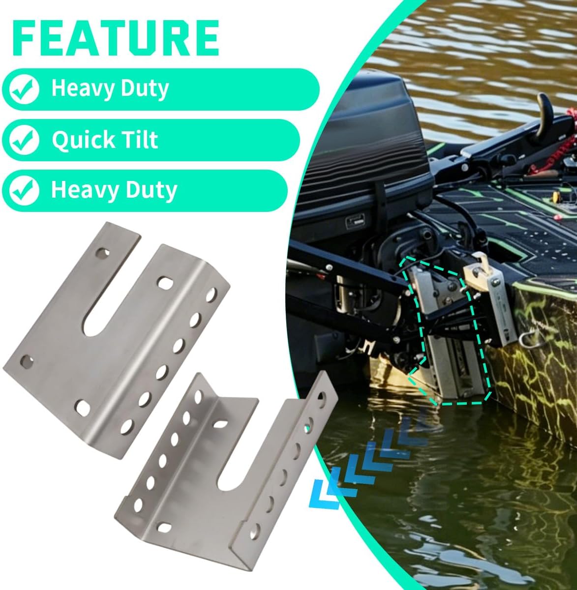 Adjustable Tilt Mount for Shallow Water Anchor for Power Pole Style | Stainless Steel Swivel Bracket, Fold Down to Prevent Garage Damage