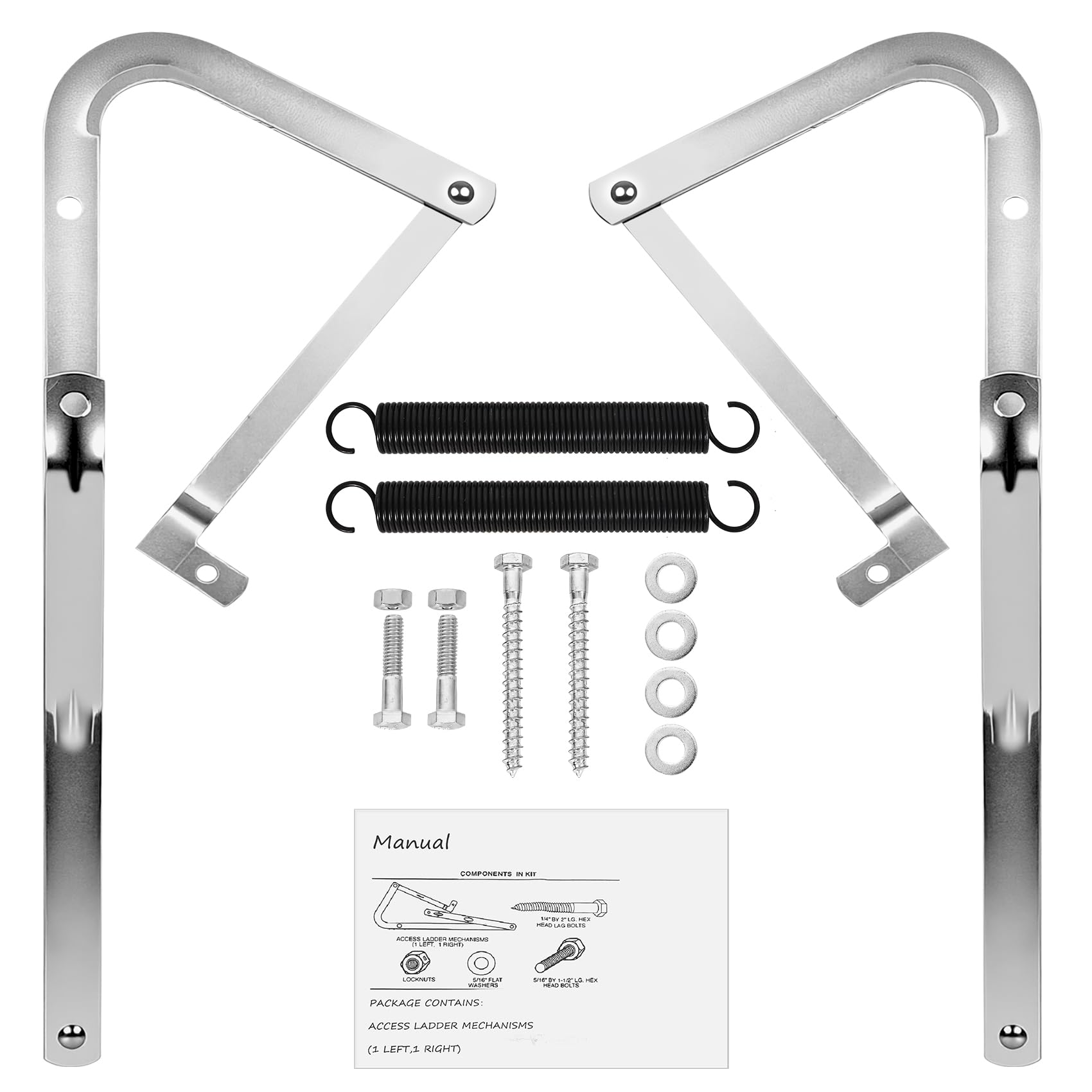 55-2 Attic Ladder Hinge Arms with Springs for Werner Attic Ladders | Compatible with Werner Mk5, WU2210, W2208, W2210, Suitable for Werner Attic Ladders Manufactured After 2010