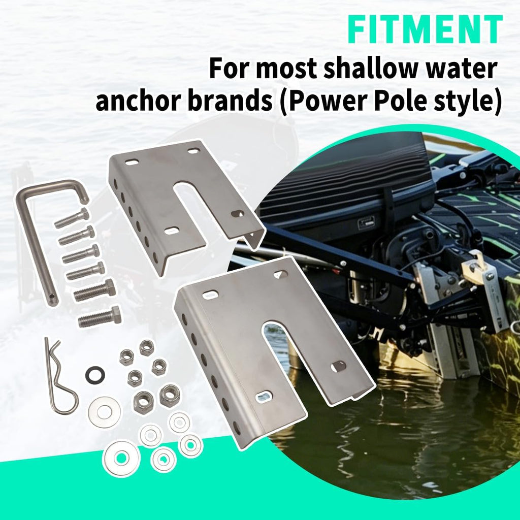 Adjustable Tilt Mount for Shallow Water Anchor for Power Pole Style | Stainless Steel Swivel Bracket, Fold Down to Prevent Garage Damage