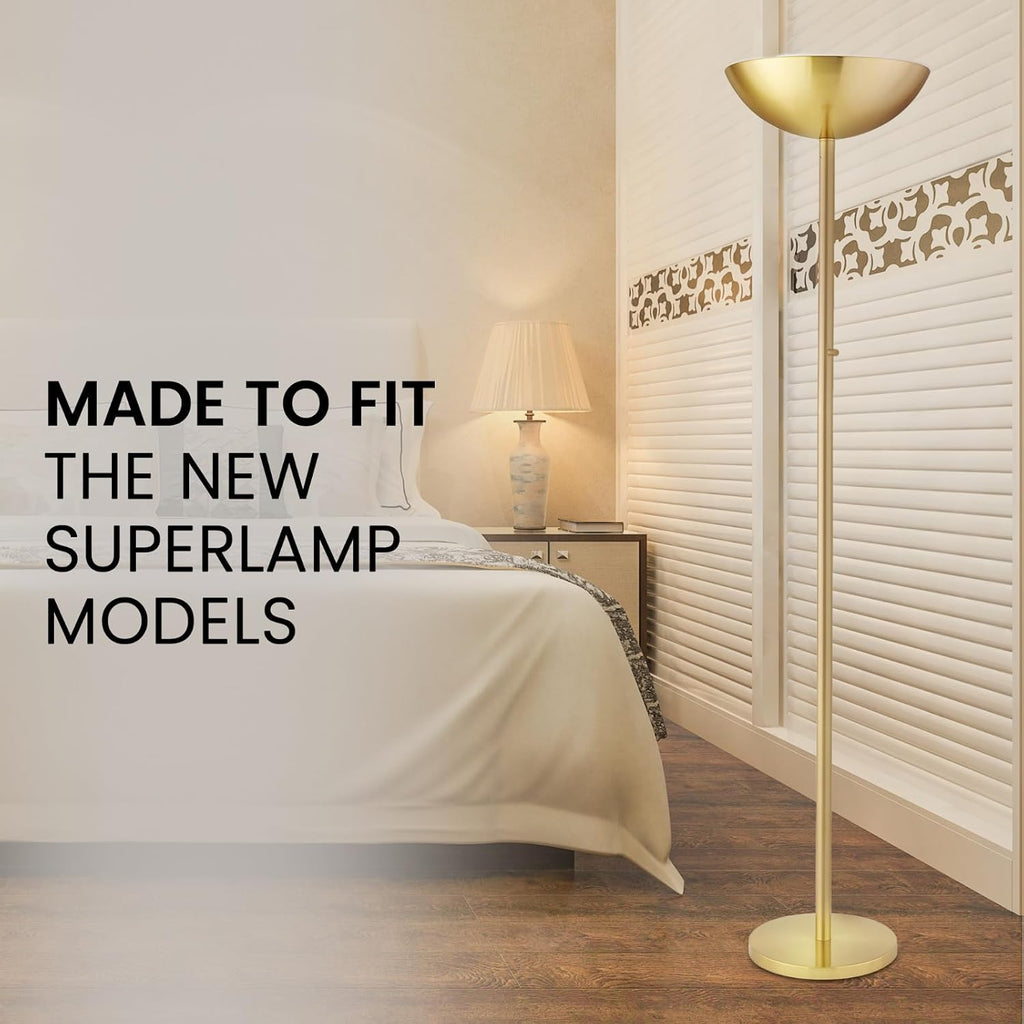 Modern Lamp Shade Kit For Superlamp Models - Glare Free Uplight Cover Designed To Reduce Direct Light, Easy Install Accessory For Floor Lamps, Replacement Shade Set Single Pack (Black)