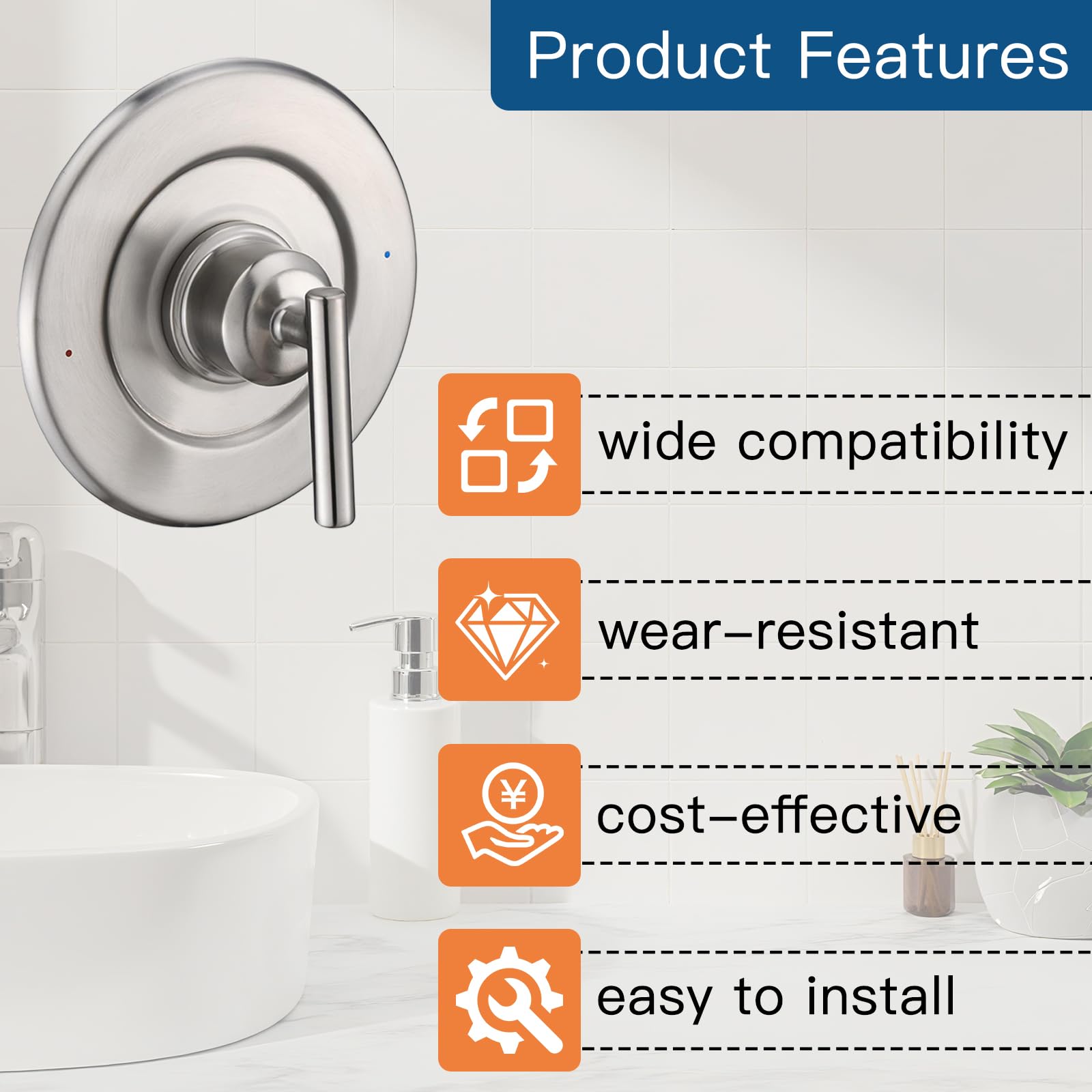 Shower Handle Trim Kit Compatible With Moen T2191, Brushed Gold (Trim Only) | Posi Temp Shower Trim Kit, Repair Wobbly Handle or Bathroom Renovation, Fit for 2510/2520/2570/2590 Valves Series