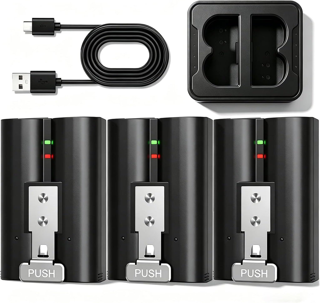 3-Pack Ring Battery 6040mAh Replacement for Ring Doorbell 2/3/4/3 Plus | Rechargeable Ring Camera Battery with Charger Compatible with Ring Stick Up Cam, Spotlight Cam, Peephole Cam 3.65V