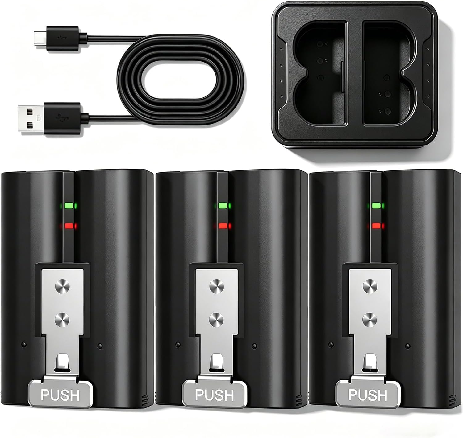 3-Pack Ring Battery 6040mAh Replacement for Ring Doorbell 2/3/4/3 Plus | Rechargeable Ring Camera Battery with Charger Compatible with Ring Stick Up Cam, Spotlight Cam, Peephole Cam 3.65V