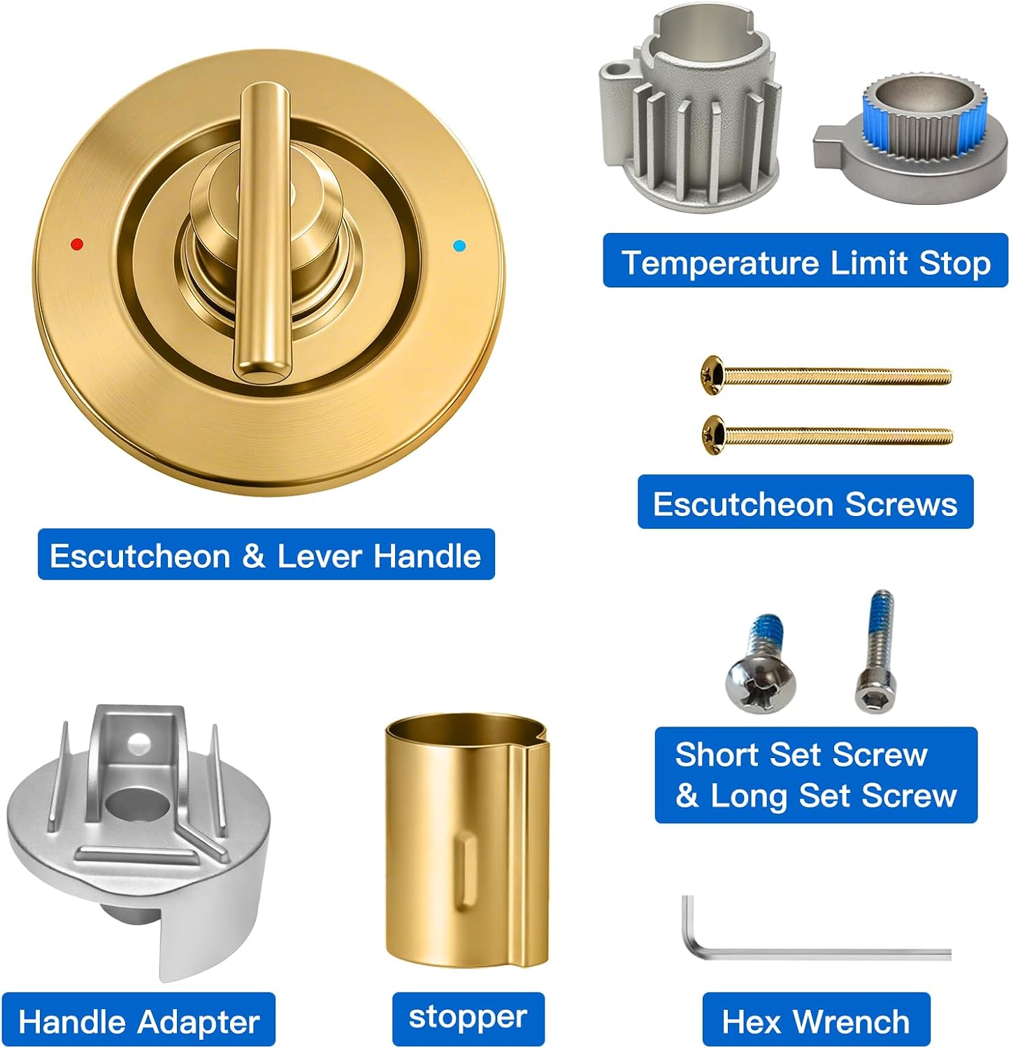 Shower Handle Trim Kit Compatible With Moen T2191, Brushed Gold (Trim Only) | Posi Temp Shower Trim Kit, Repair Wobbly Handle or Bathroom Renovation, Fit for 2510/2520/2570/2590 Valves Series