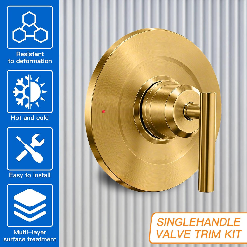 Shower Handle Trim Kit Compatible With Moen T2191, Brushed Gold (Trim Only) | Posi Temp Shower Trim Kit, Repair Wobbly Handle or Bathroom Renovation, Fit for 2510/2520/2570/2590 Valves Series