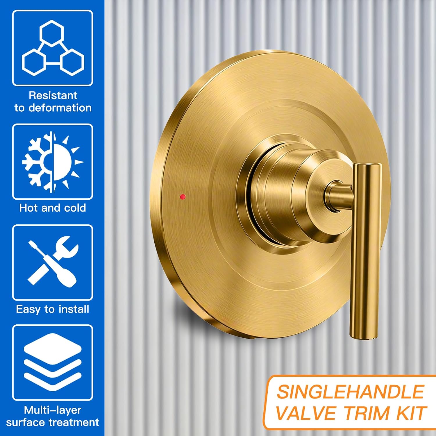 Shower Handle Trim Kit Compatible With Moen T2191, Brushed Gold (Trim Only) | Posi Temp Shower Trim Kit, Repair Wobbly Handle or Bathroom Renovation, Fit for 2510/2520/2570/2590 Valves Series