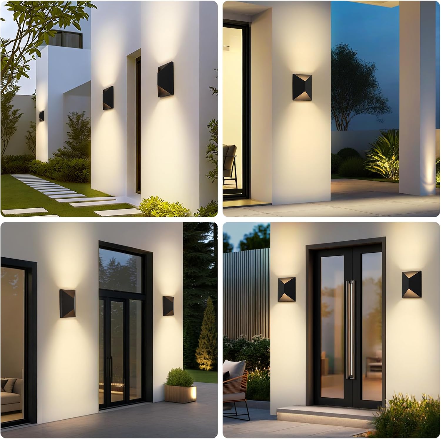 Fire Wolf LED Aluminum Porch Sconce Lights - Modern Exterior Wall Sconce, Up and Down Light Waterproof, 12W, 3000K, Black for Garage Enterway