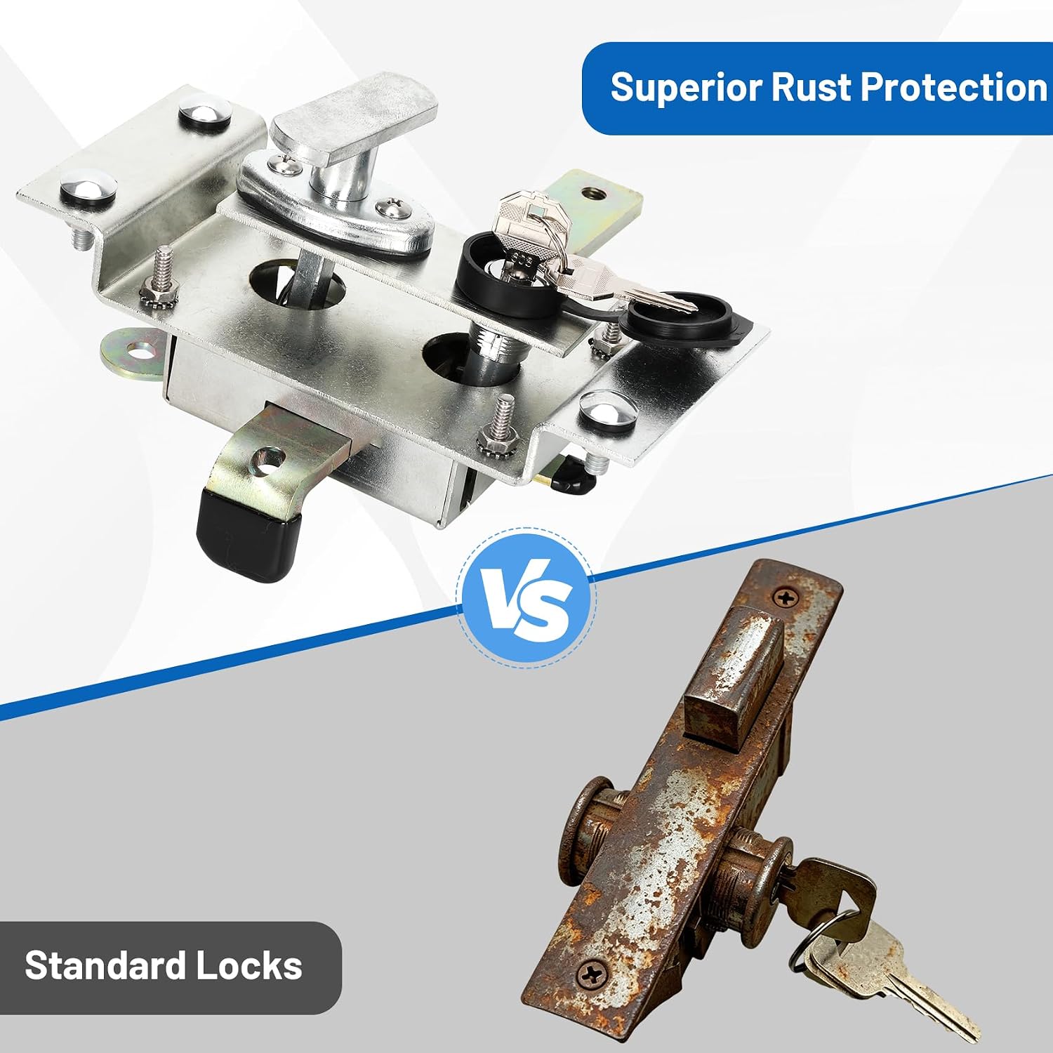 Redants Basement Door Keyed Lock Kit, Weatherproof Exterior Entry Lock for Classic Steel Cellar Doors, Corrosion Resistant, 30 Min DIY Install, Emergency Release Lever