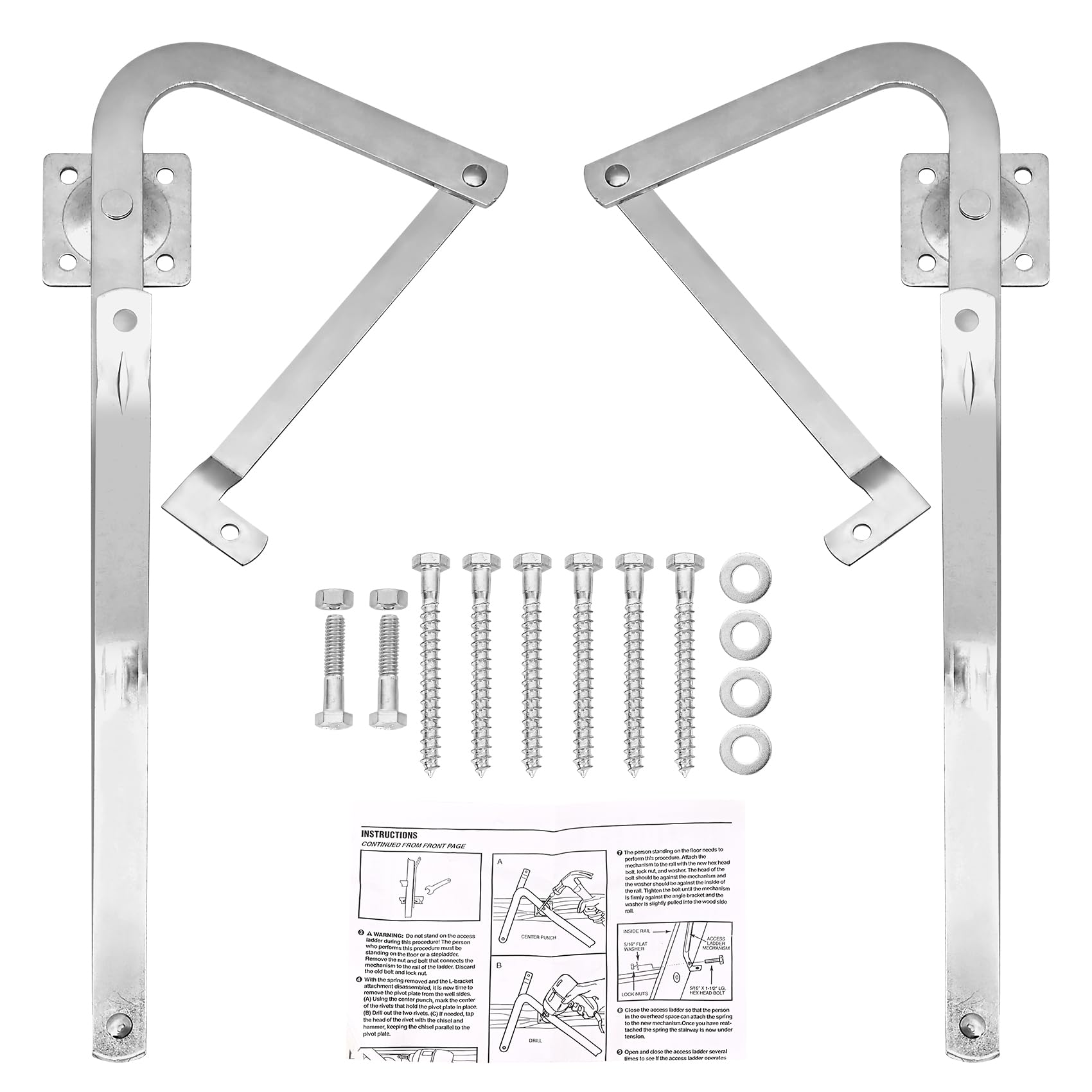 55-2 Attic Ladder Hinge Arms with Springs for Werner Attic Ladders | Compatible with Werner Mk5, WU2210, W2208, W2210, Suitable for Werner Attic Ladders Manufactured After 2010