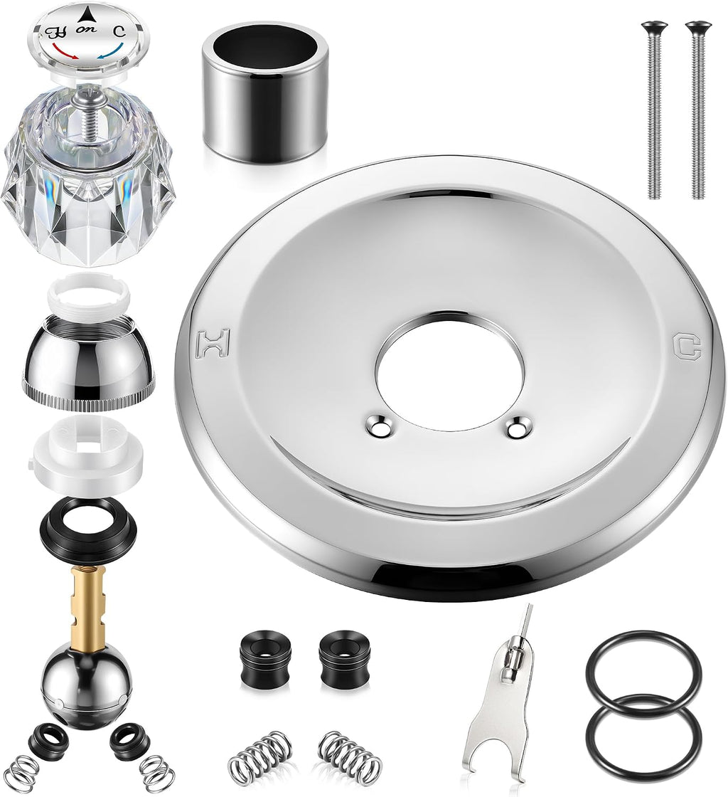 Trim Repair Kit Compatible with Delta RP54870 (Chrome) | Single Function Tub Shower Handle Renovation Trim Kit Compatible with Delta 600 Series Shower Valve, Acrylic Handle