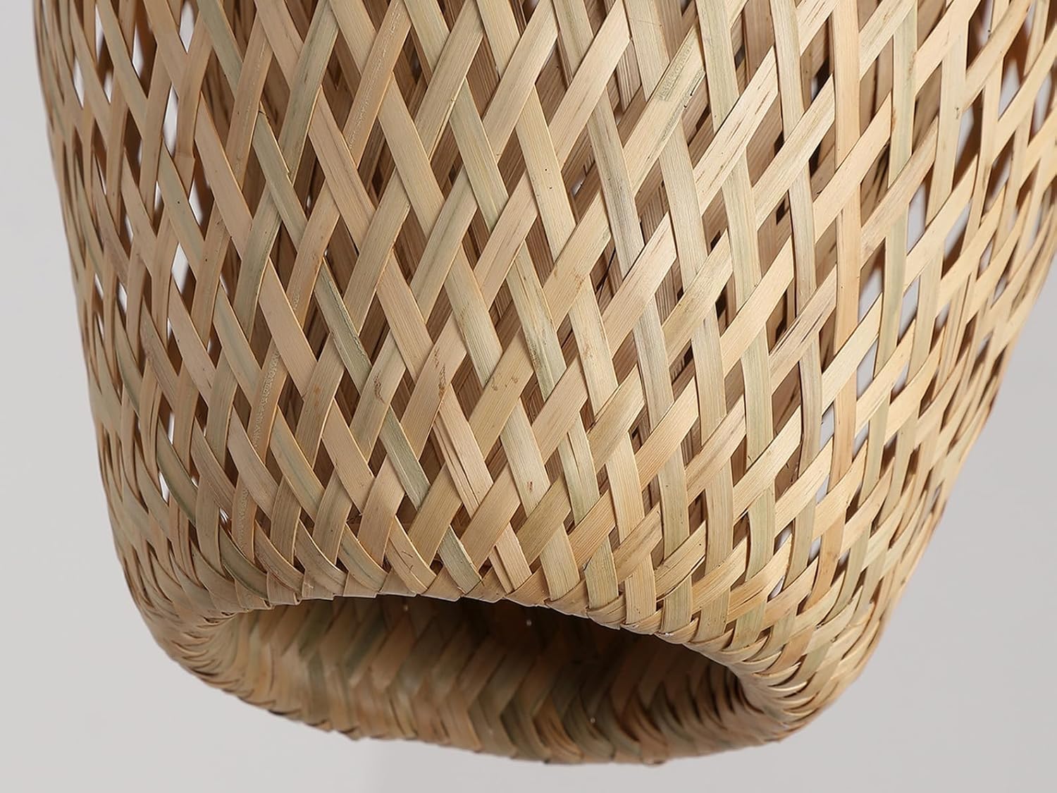 Bamboo Pendant Light Fixture One-Light Adjustable Boho Basket Handmade Woven Small Pendant Lighting for Kitchen Island Sink Bar Hallway Farmhouse