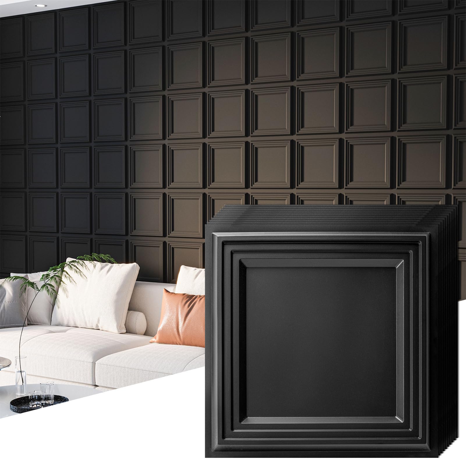Art3d 33-Pack Accent 3D Textured Wall Panels, 11.8 x 11.8 in, White | Wipe Clean, PVC, Water Repellent, Impact Proof, Scratch Resist, Great for Living Room, Bedroom, Gaming Room, Office