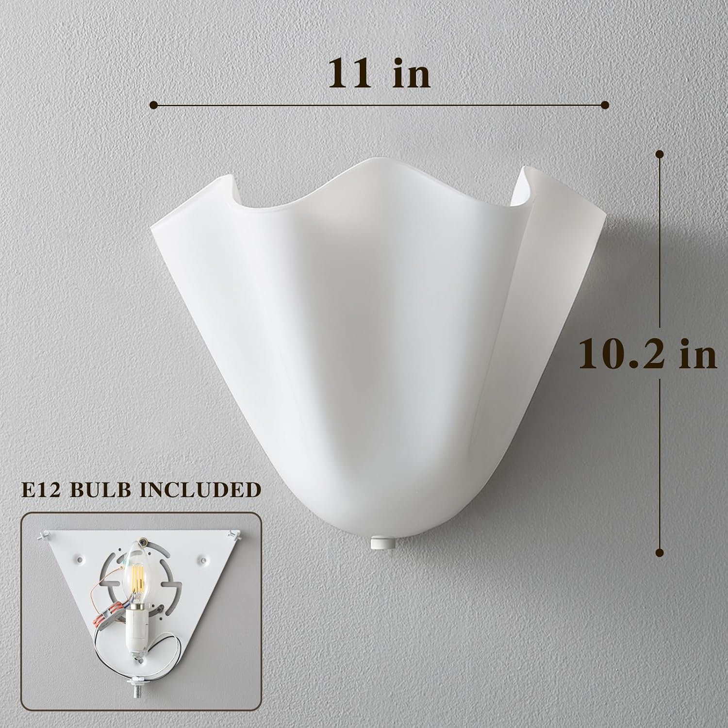 Milk White Glass Shell-Shaped Wall Sconce, Mid-Century Vintage scalloped Wall Lamp with Warm Light, Nordic Glass Sconce for Bedroom, Hallway, Living Room, Entryway, Bathroom, Balcony (Milk White)