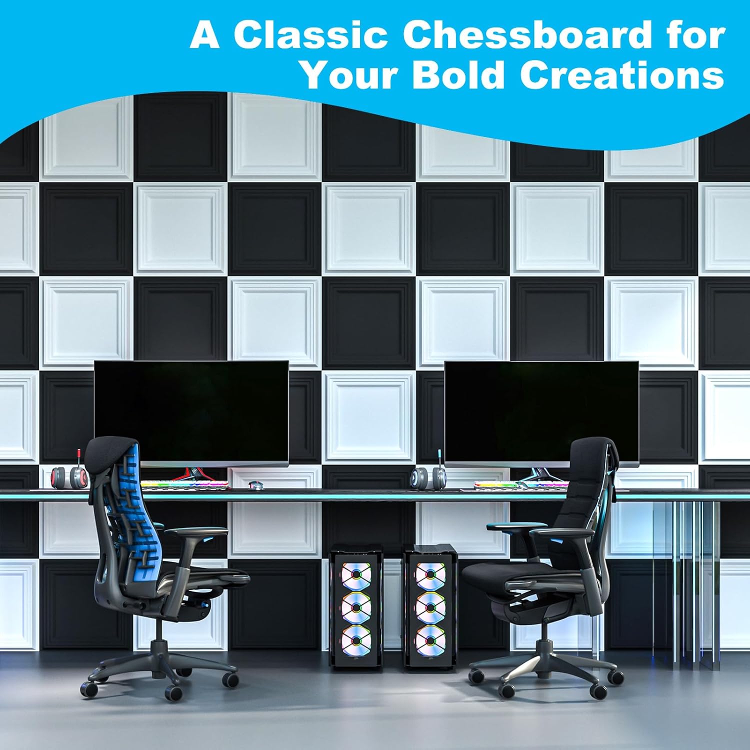 Art3d 33-Pack Accent 3D Textured Wall Panels, 11.8 x 11.8 in, White | Wipe Clean, PVC, Water Repellent, Impact Proof, Scratch Resist, Great for Living Room, Bedroom, Gaming Room, Office