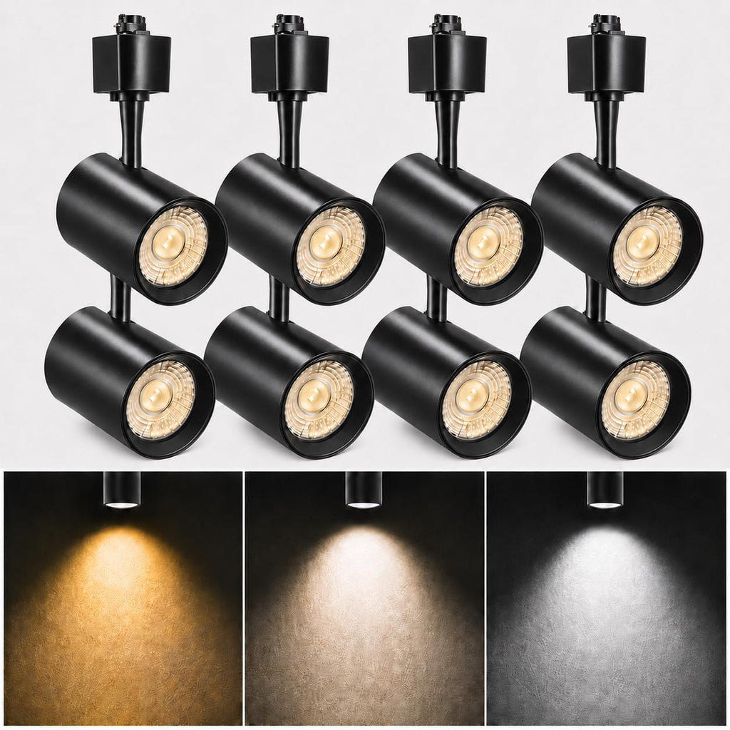 12 Pack Black H Type LED Track Lighting Heads, 10W 800LM Dimmable Ceiling Spotlights, 3CCT 3000K/4000K/5500K, CRI 90+, 24° Beam Angle, for Single-Circuit H Track Rail
