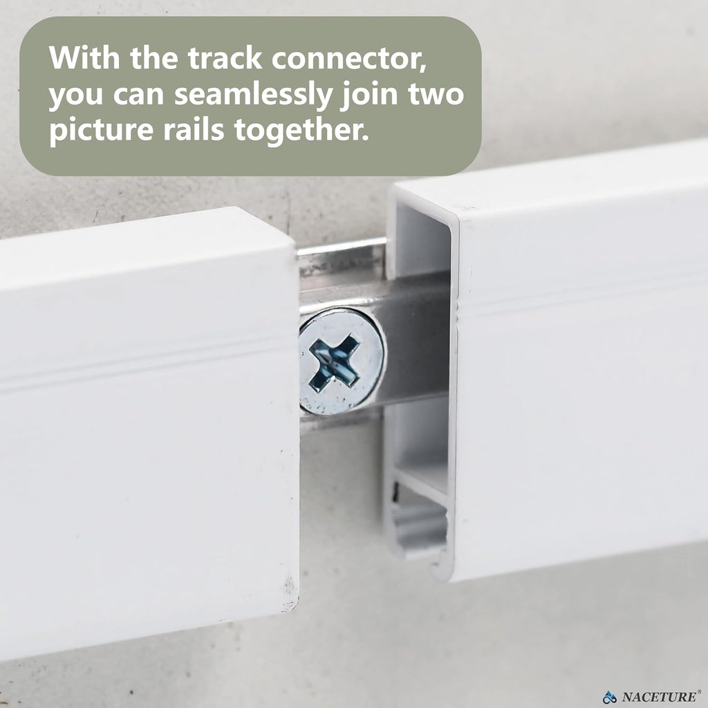 19.69 Ft Picture Hanging System, 4 x 60 Inch Wall Rails | Includes adjustable wires and hooks for frames, photos and wall décor.