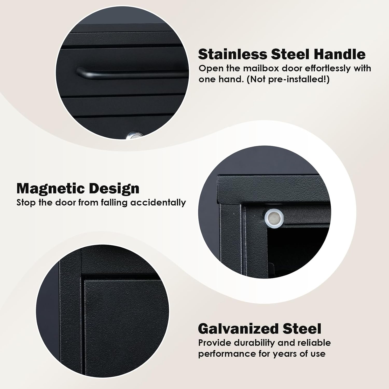Wall Mount Mailbox for Outside, 16 Inch Drop Box Anti-Theft Heavy Duty Locking Mailbox with 2 Keys for Houses & Apartment, 11.4 x 4.7 x 16 Inches, Black