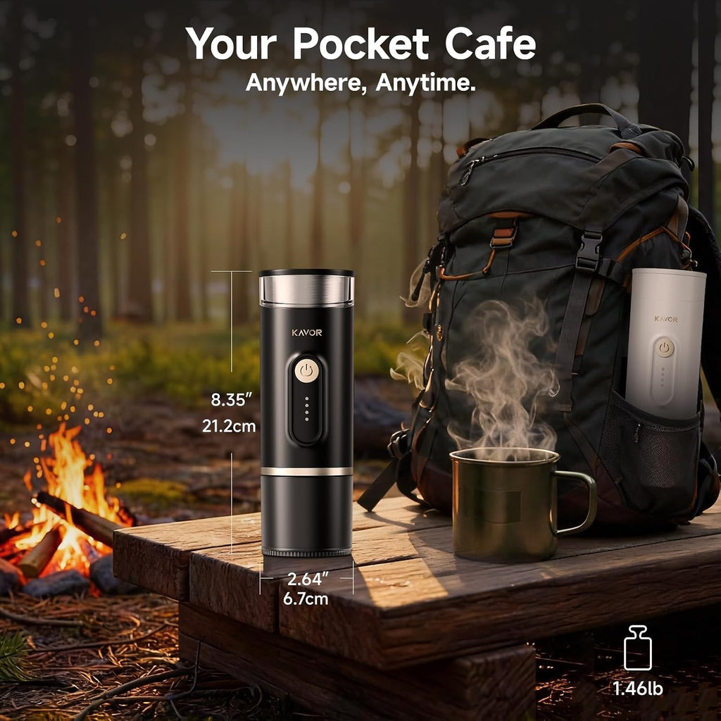 Portable Espresso Machine, 2-in-1 Travel Coffee Maker | 7800mAh battery, hot/cold brew with fast self-heat, for camping RV hiking office, compatible with ground coffee & NS capsules