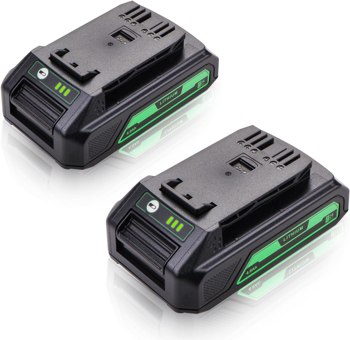 2 Packs 4.0Ah USB Battery Replacement for Greenworks 24V Cordless Power Tools 20352 22232 2508302 24352 MO24B410 HT24B210 MO48L4211 MO48B2210 MO48L4210-D ST48B2210 CS48L4410 BL48B2510 48HT24 HT24B21