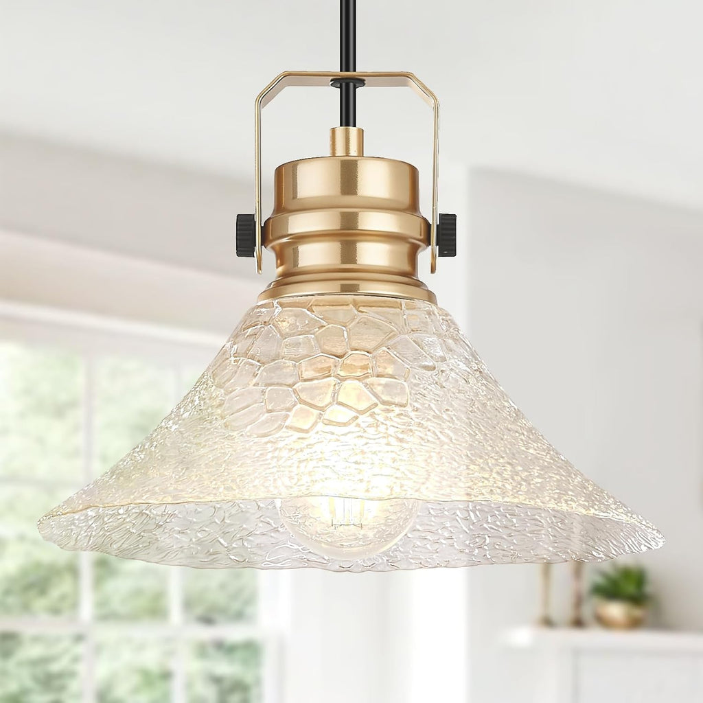 Glass Pendant Lights Kitchen Island 2 Pack Pendant Light Fixtures with Wave Glass Modern Adjustable Hanging Light for Kitchen Sink Dining Room Bedroom