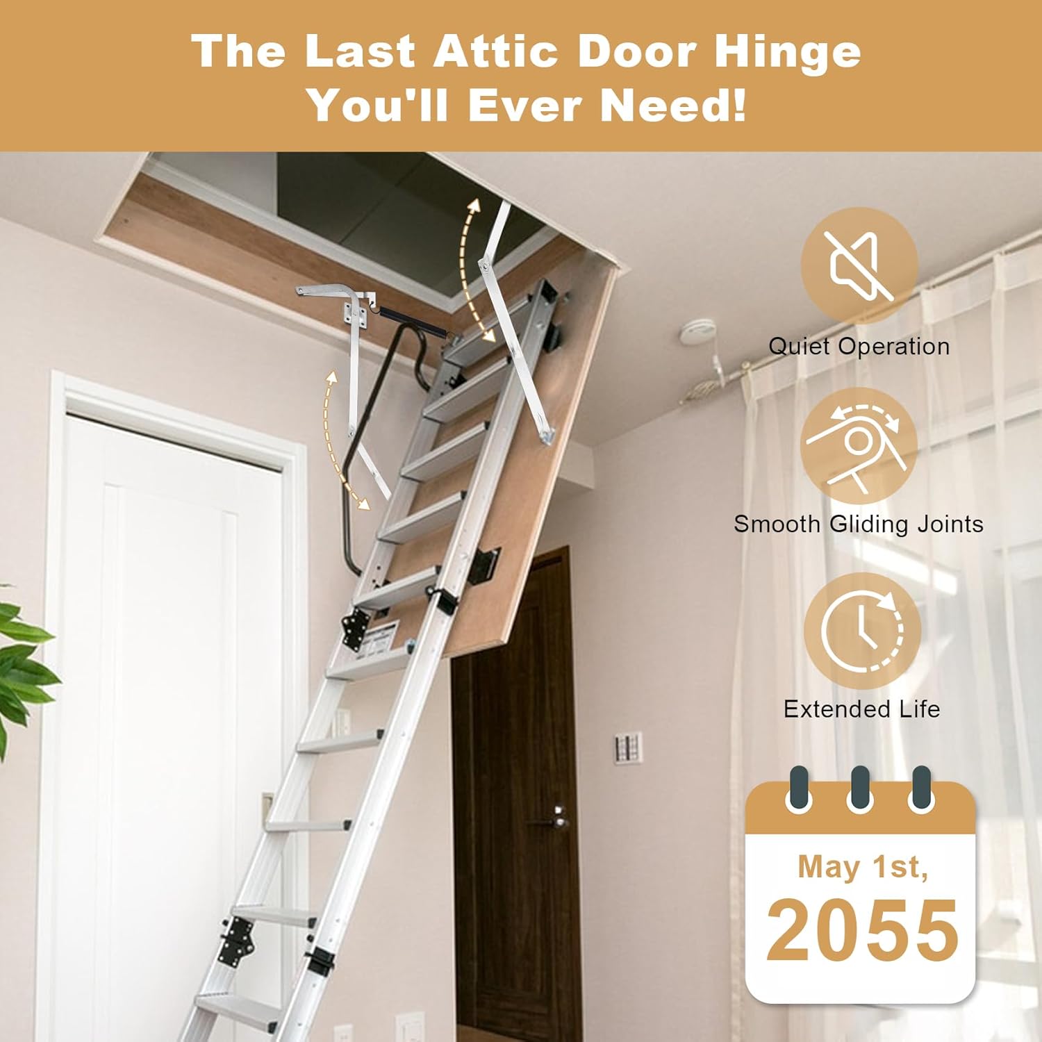 55-2 Attic Ladder Hinge Arms with Springs for Werner Attic Ladders | Compatible with Werner Mk5, WU2210, W2208, W2210, Suitable for Werner Attic Ladders Manufactured After 2010