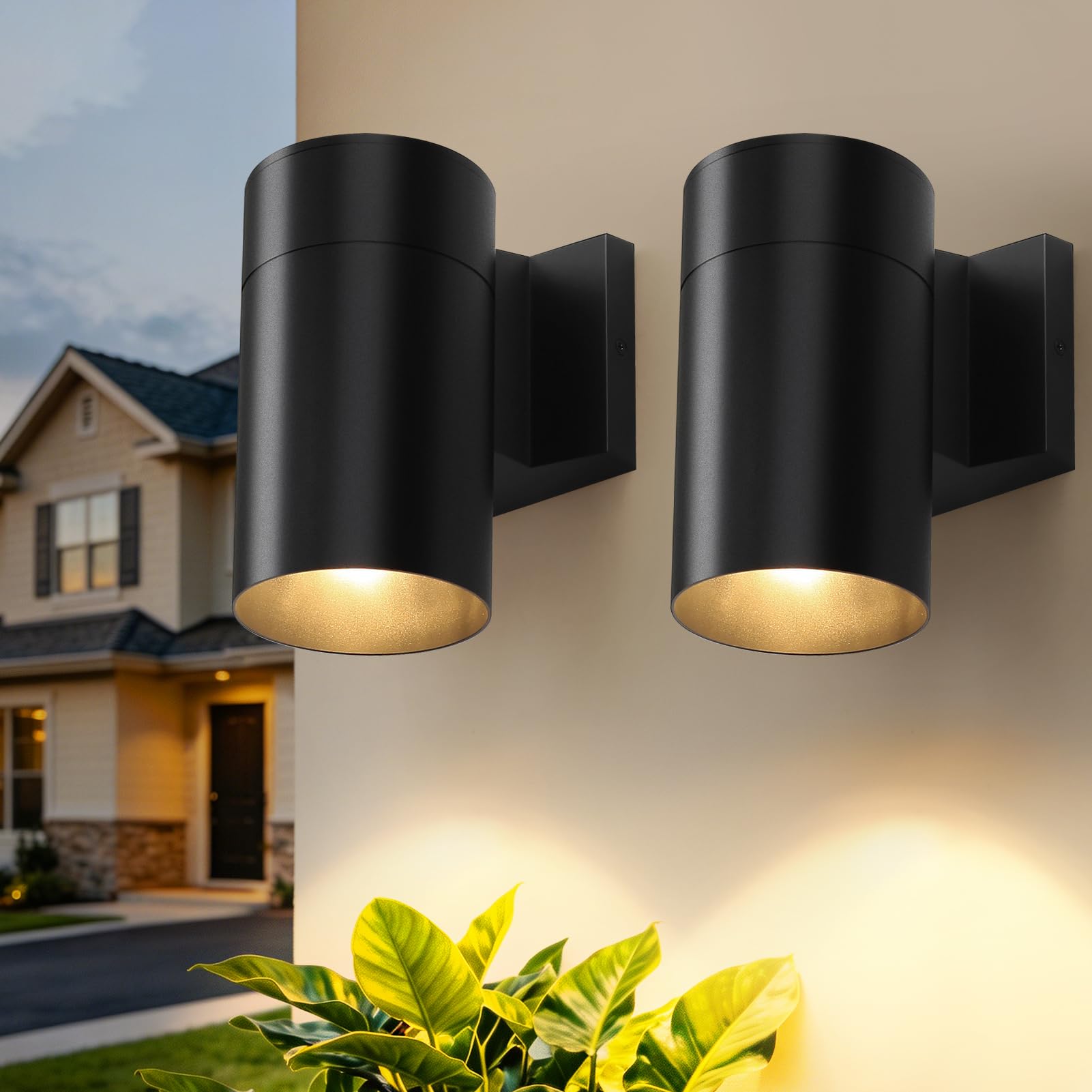 Fire Wolf Modern Outdoor Wall Light - Aluminum Outdoor Porch Sconce for House, Patio, Garage, Doorway & Entryway - Stylish Waterproof Exterior Lighting for Outside(Black,E26)