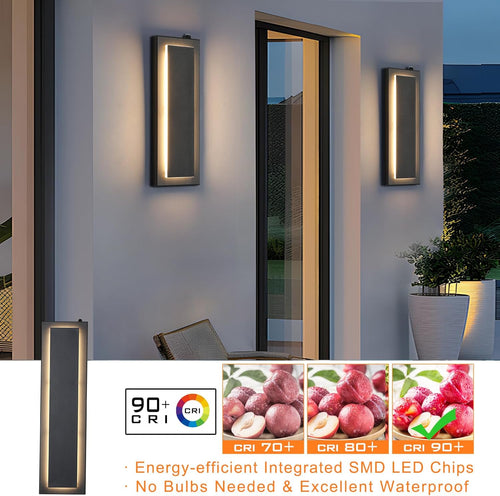 15.7'' Dusk to Dawn Outdoor Lights Modern LED Exterior Wall Lights, Black | 3000K, Built-in LED Front Porch Light Fixtures, IP65 Waterproof Hardwired Wall Sconce Outside Lighting for House Patio,1 Pack