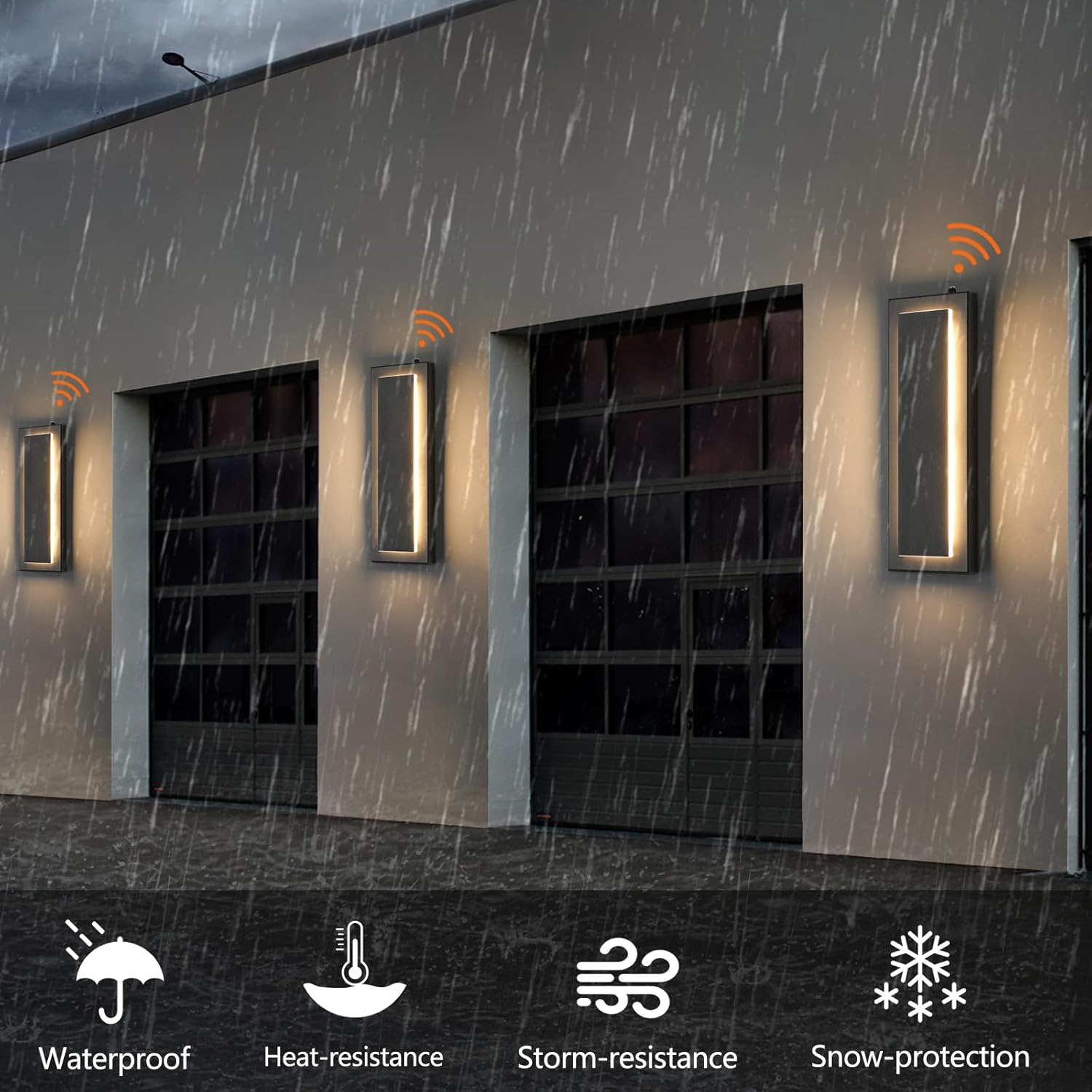 15.7'' Dusk to Dawn Outdoor Lights Modern LED Exterior Wall Lights, Black | 3000K, Built-in LED Front Porch Light Fixtures, IP65 Waterproof Hardwired Wall Sconce Outside Lighting for House Patio,1 Pack