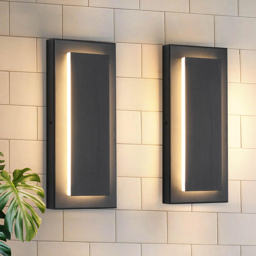 15.7'' Dusk to Dawn Outdoor Lights Modern LED Exterior Wall Lights, Black | 3000K, Built-in LED Front Porch Light Fixtures, IP65 Waterproof Hardwired Wall Sconce Outside Lighting for House Patio,1 Pack