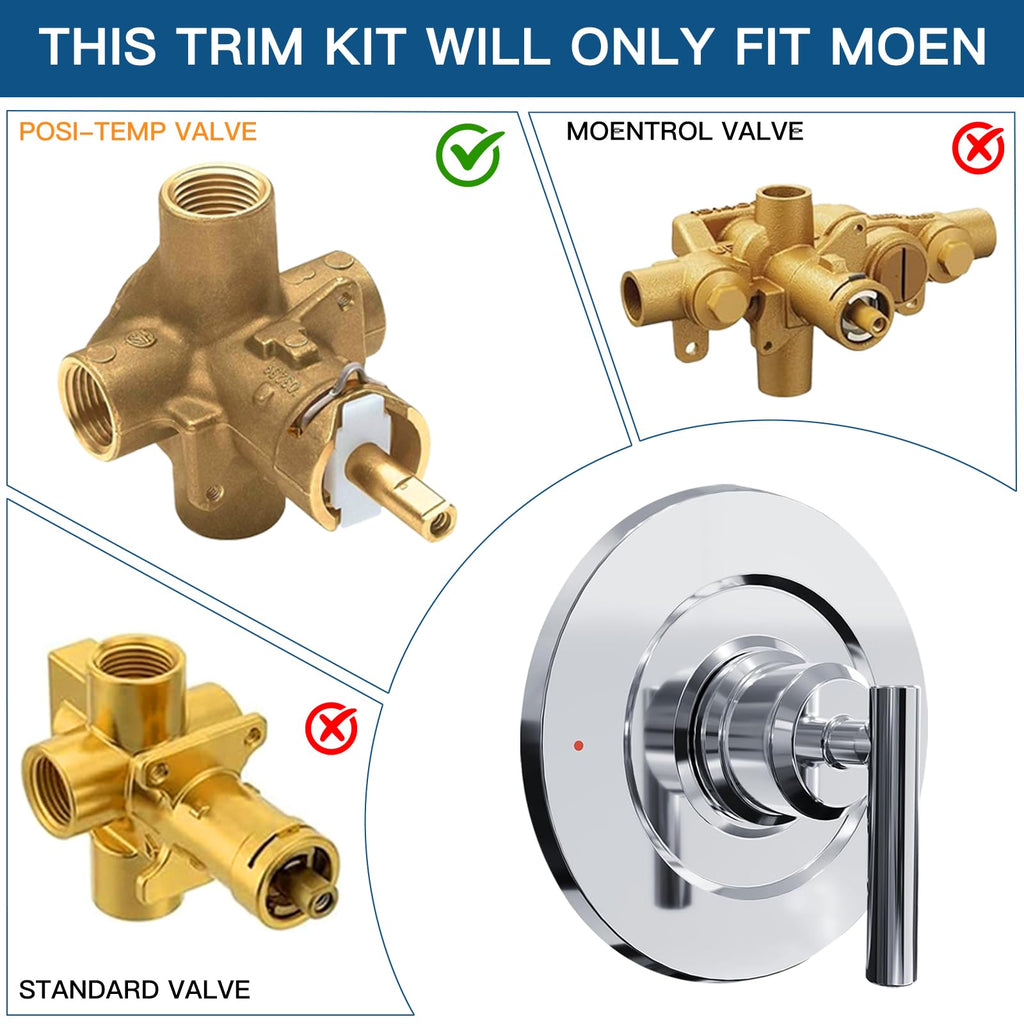 Shower Handle Trim Kit Compatible With Moen T2191, Brushed Gold (Trim Only) | Posi Temp Shower Trim Kit, Repair Wobbly Handle or Bathroom Renovation, Fit for 2510/2520/2570/2590 Valves Series