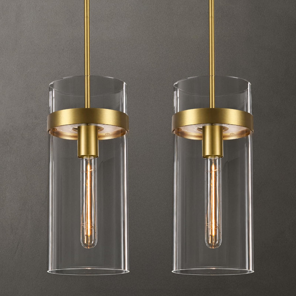 Modern Large Brass Water Ripple Glass Kitchen Pendant Light Fixtures, Gold 12 in Island Pendant Lights,Hanging Island Lights,for Bedroom, Foyer, Entryway,Dining, Bulbs Included