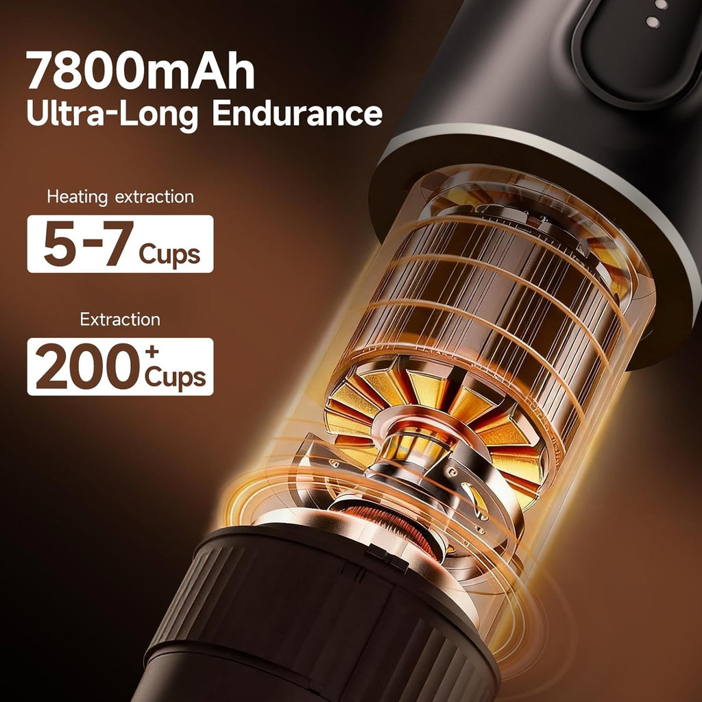 Portable Espresso Machine, 2-in-1 Travel Coffee Maker | 7800mAh battery, hot/cold brew with fast self-heat, for camping RV hiking office, compatible with ground coffee & NS capsules