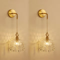 Vintage Crystal Wall Sconce, Brass Finish Pendant Light Fixture with Hanging Crystals, Elegant Diamond Cut Glass Shade (1, S)