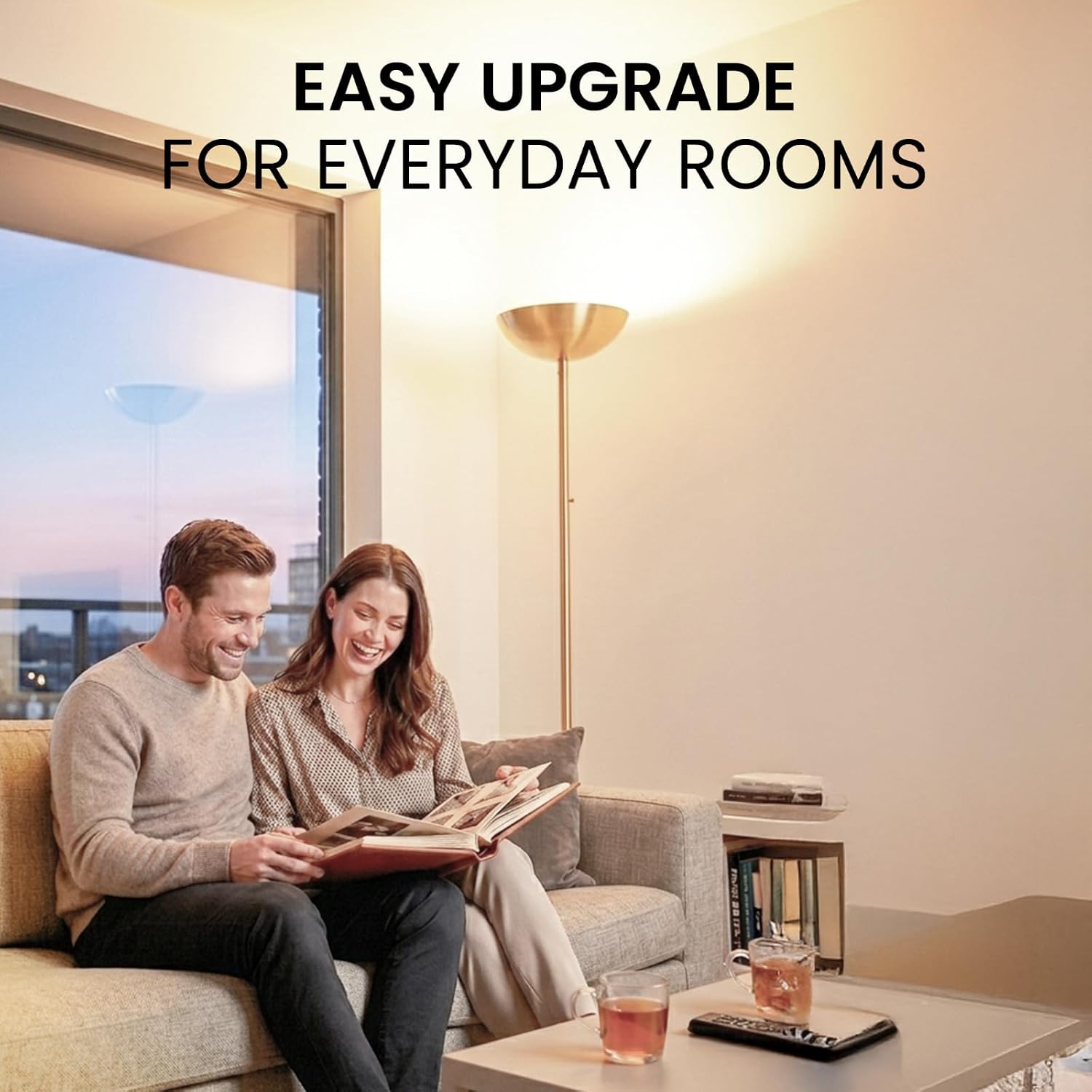 Modern Lamp Shade Kit For Superlamp Models - Glare Free Uplight Cover Designed To Reduce Direct Light, Easy Install Accessory For Floor Lamps, Replacement Shade Set Single Pack (Black)