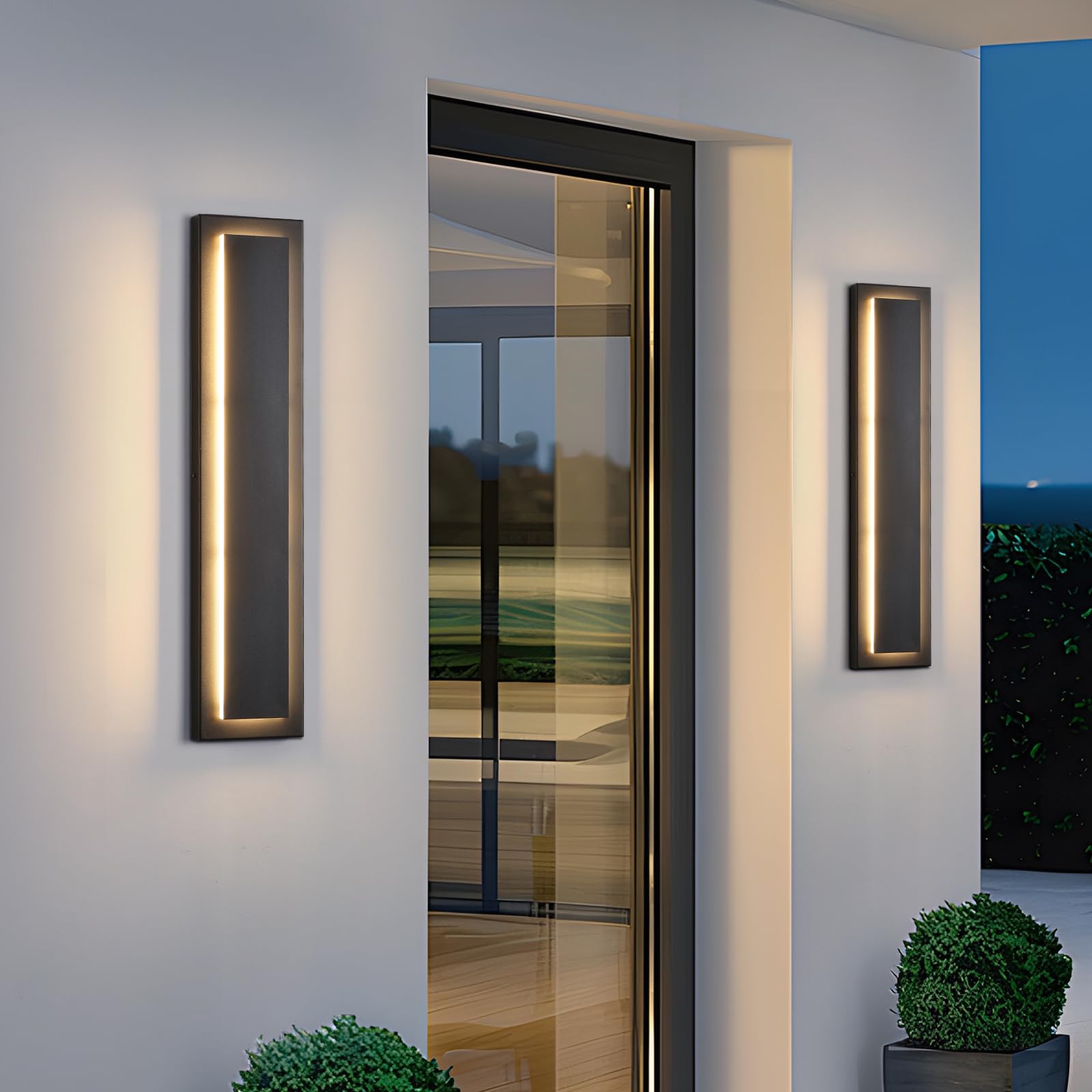 15.7'' Dusk to Dawn Outdoor Lights Modern LED Exterior Wall Lights, Black | 3000K, Built-in LED Front Porch Light Fixtures, IP65 Waterproof Hardwired Wall Sconce Outside Lighting for House Patio,1 Pack